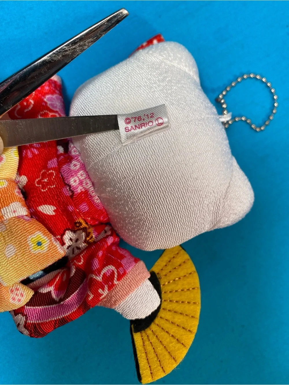 Sanrio Hello Kitty Red & Pink Floral Kimono Plush Keychain